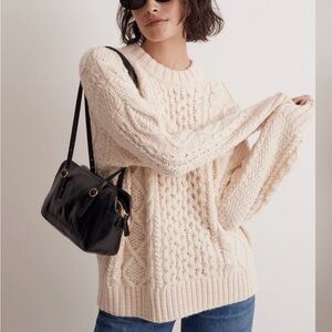 Beige Madewell Cable-Knit Oversized Sweater Large